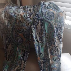 Paisley Print Pants in Blue and Green